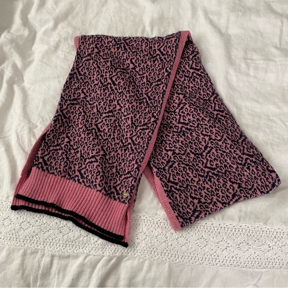 Juicy Couture Leopard Print Wool Blend Sparkle Scarf